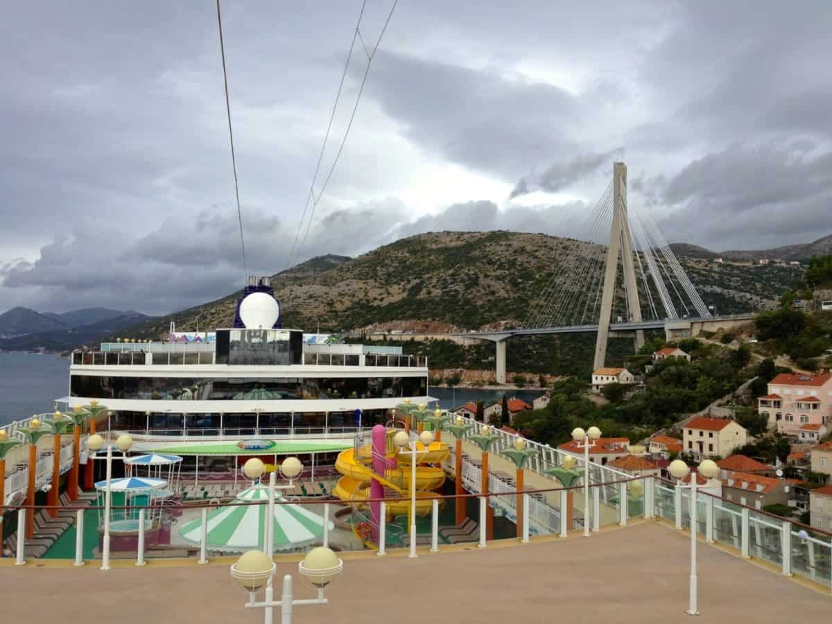 Norwegian Jade docked in the heart of Dubrovnik.