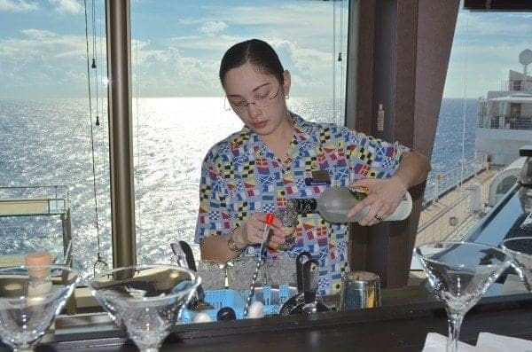 Silk Den bartender Jacqui aboard Holland America Nieuw Amsterdam. Great way to spend a sea day!