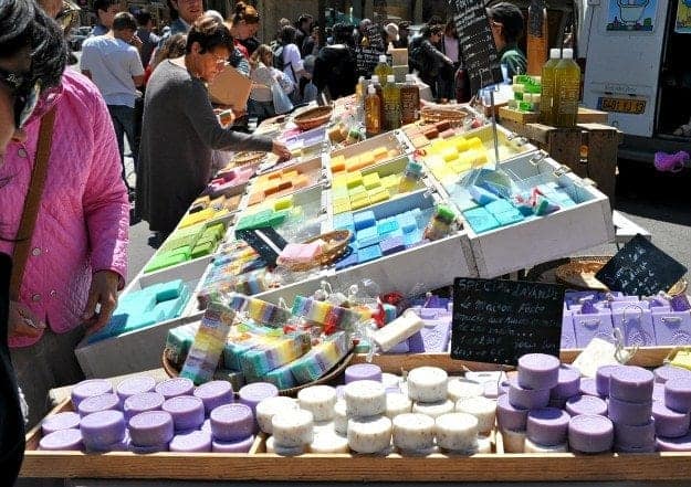 Aix en Provence Saturday market with French milled soap