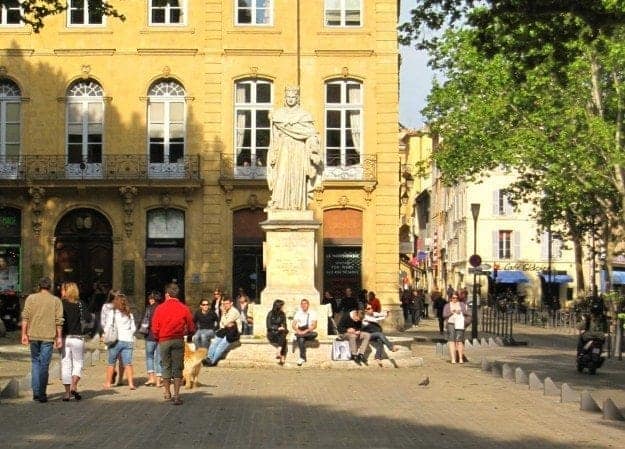 Aix en Provence Roi Rene fountain at top of the Cours Mirabeau