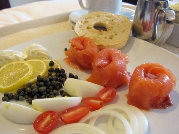 Azamara Journey Room Service Breakfast - Lox and Bagel