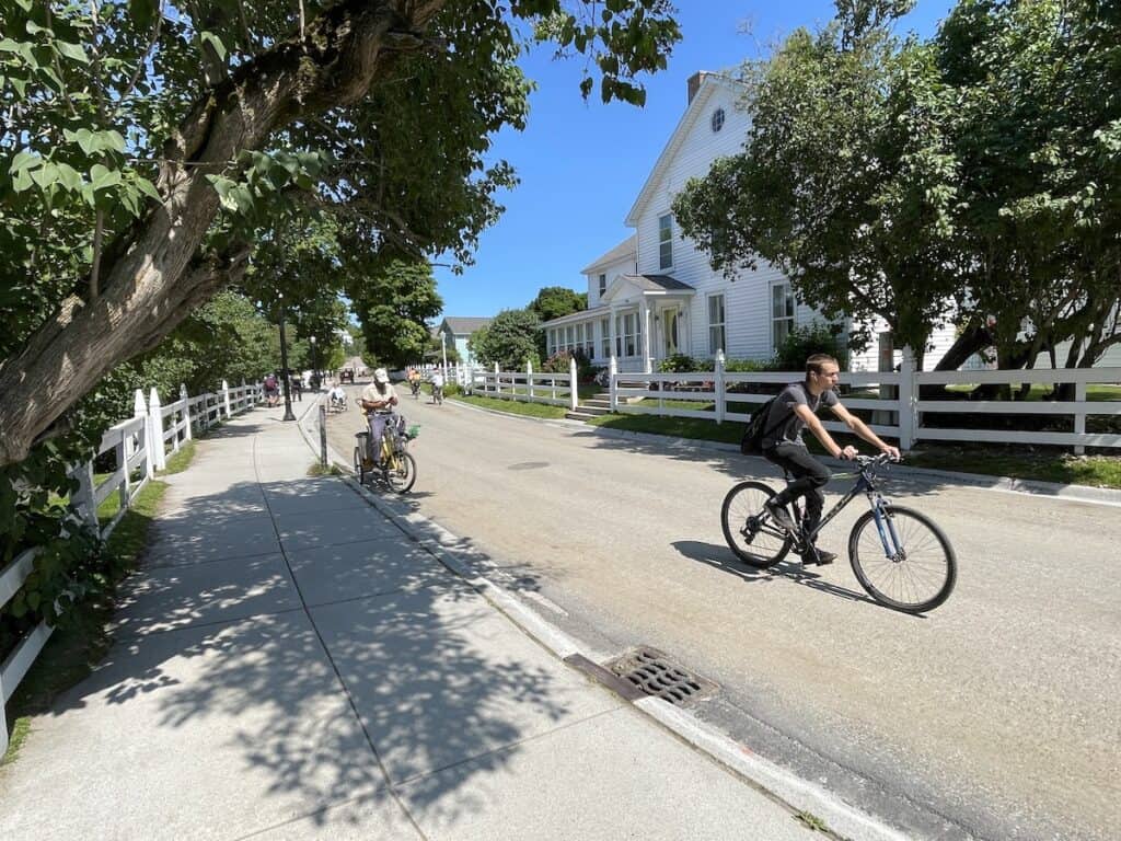 Bike riding on Mackinac Island.