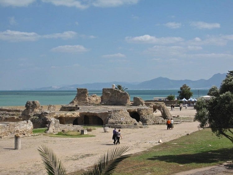 Exploring the ancient city of Carthage, Tunisia. The port of La Goulette is included on many Southern Mediterranean cruises.