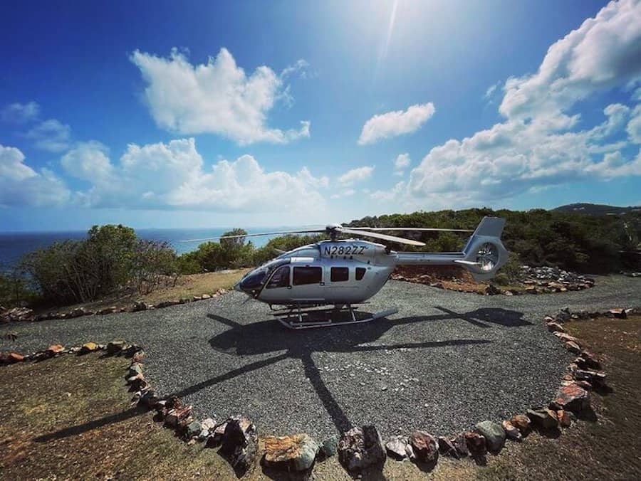 One of Caribbean Buzz Helicopters at the landing spot. 