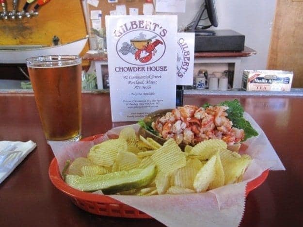 Lobster Roll Lunch at Gilbert's in Portland Maine.