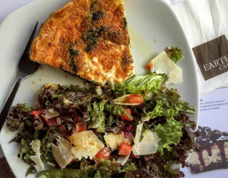 Quiche and a salad at Earth Cafe in Corfu