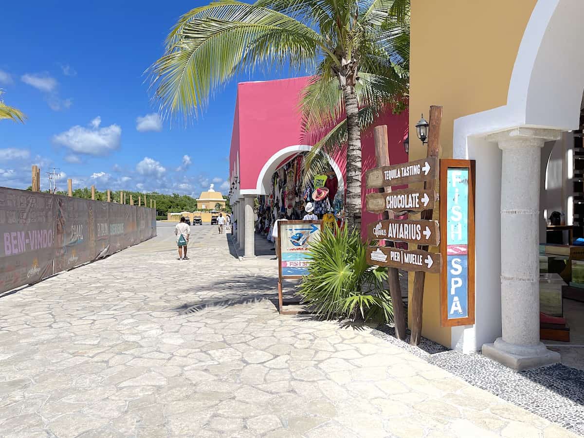 Walkway to taxi area at the port.