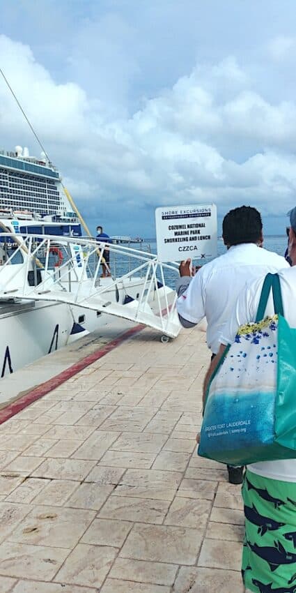 On the way to meet our Cozumel snorkeling guide.