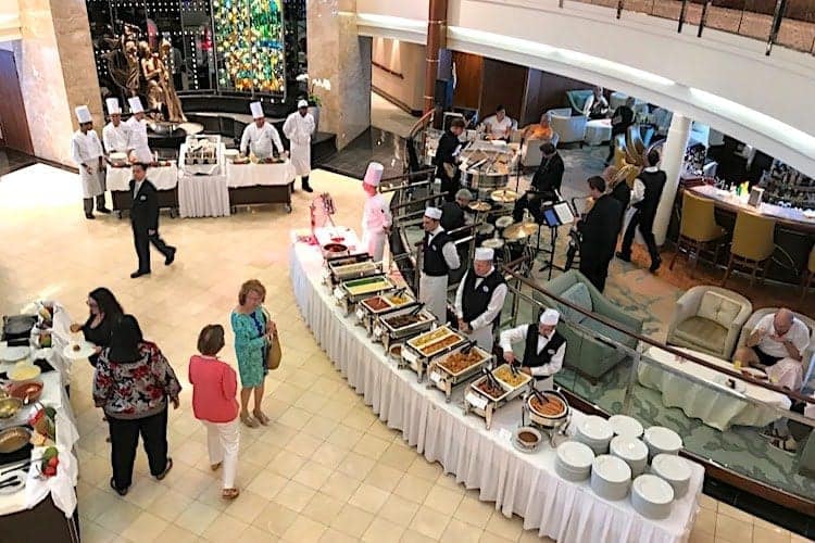 A fabulous Sunday morning brunch on Crystal Serenity Panama Canal cruise.