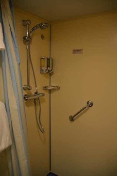 Large enough shower stall so the curtain won't stick to you!