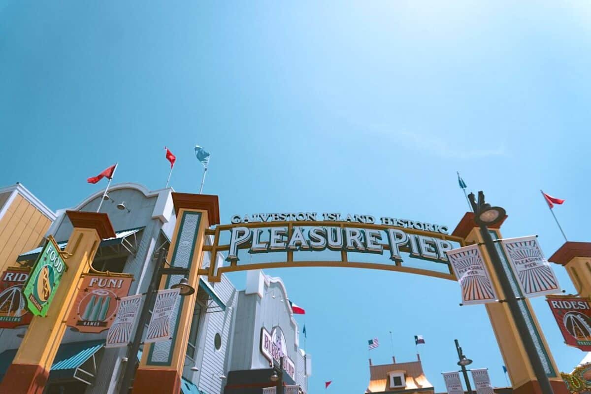 Entrance to Galveston Island Pleasure Pier, not far from Galveston Cruise Terminal.