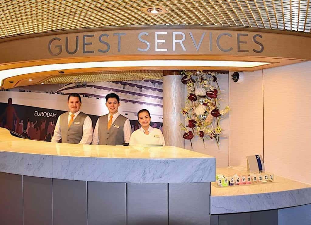 Holland America Eurodam front desk staff.