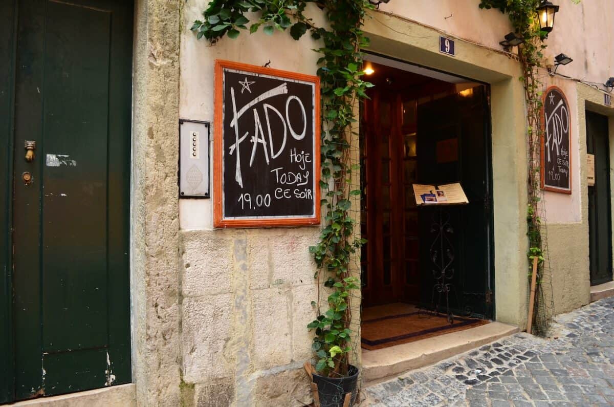 Fado Restaurant front door in Al Fama District in Lisbon.