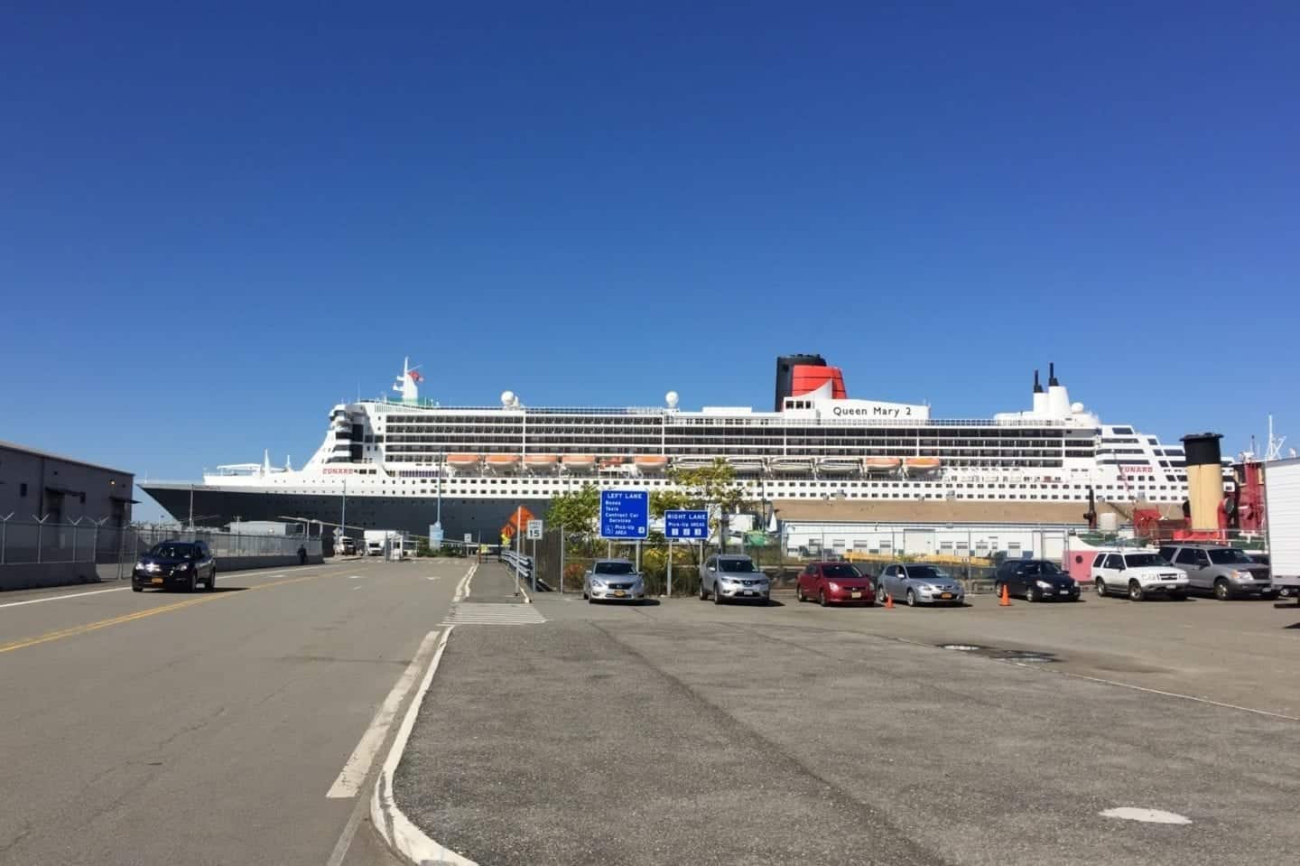 Boarding the Queen Mary 2 for a transatlantic cruise at Brooklyn Cruise Terminal