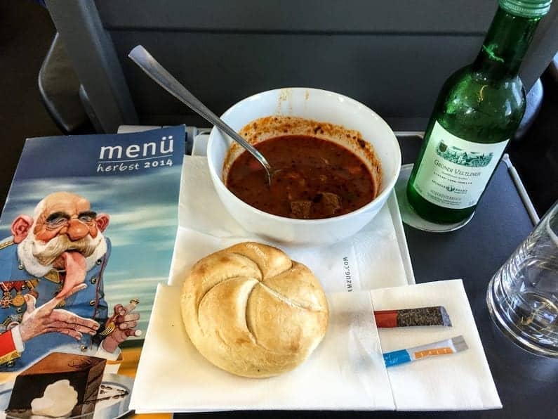 Lunch aboard the Railjet to Budapest