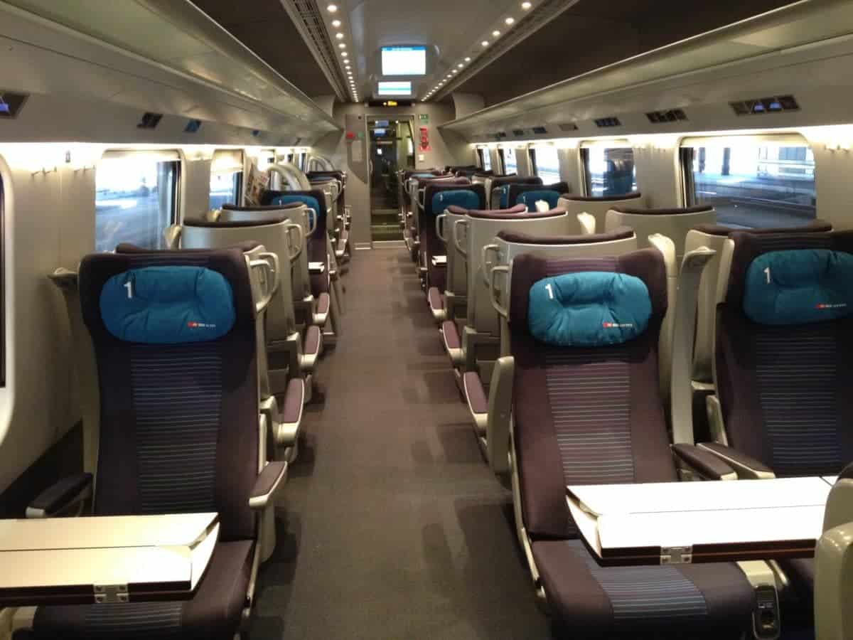 Aboard the Frecciarossa high speed Italian train