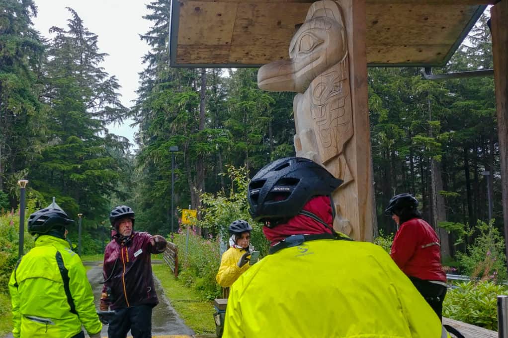 Bike and Brew Tour stop at Juneau totem poles