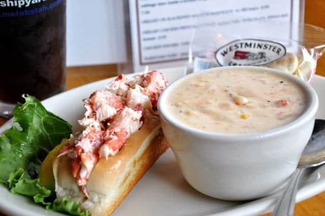 Lobster roll and seafood chowder at Thirsty Whale