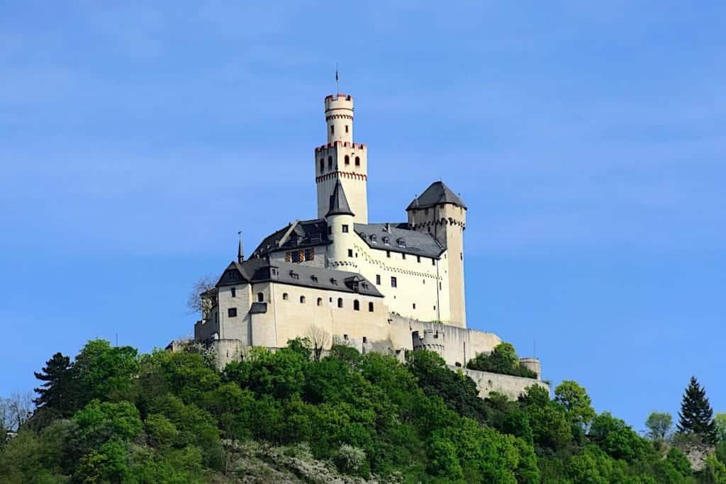 Marksburg Castle seen from the Rhine River.