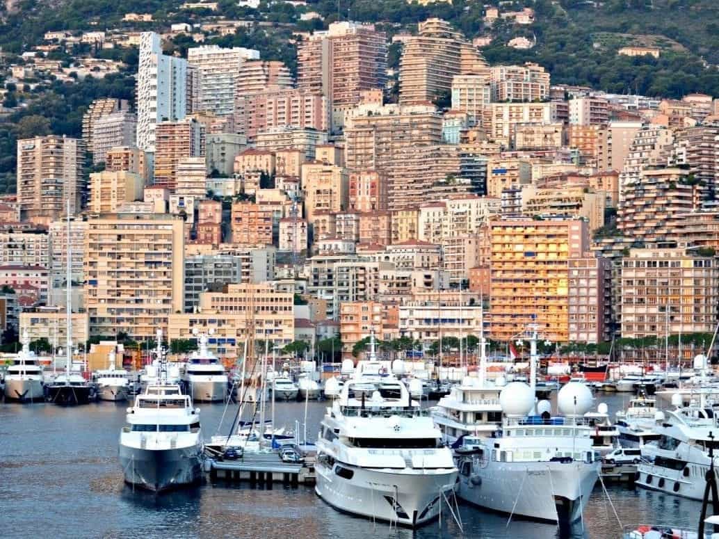 Monte Carlo at sunrise from Port Hercule.