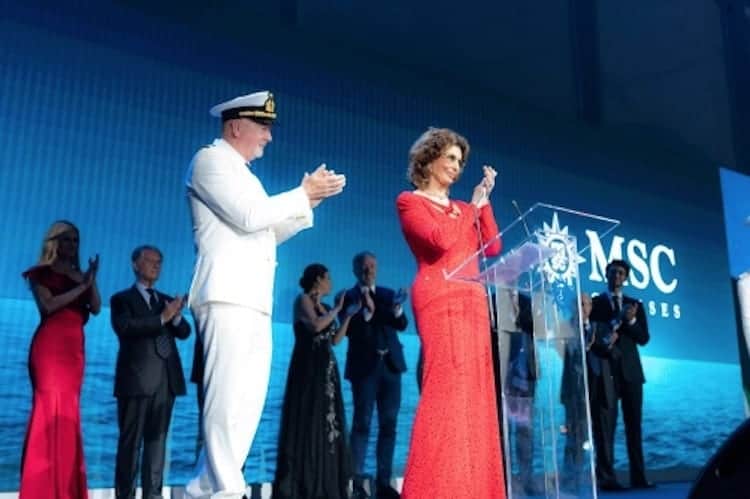 MSC Seaview Christening ceremony with Sophia Loren