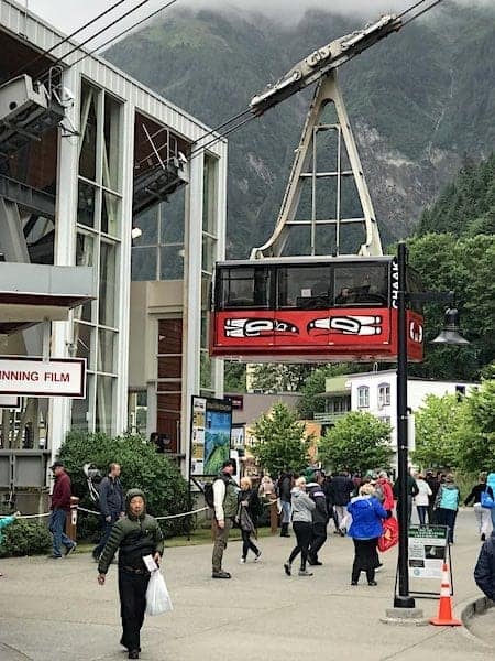 Mt Roberts Tram in Juneau over the street.