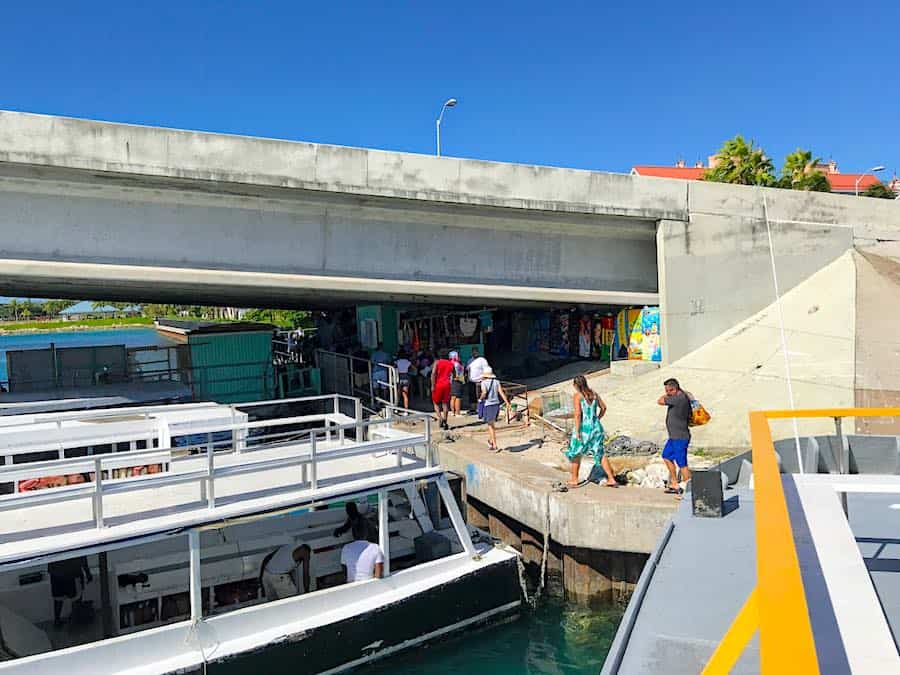 Walking to Atlantis Resort from the ferry boat dock on Paradise Island.