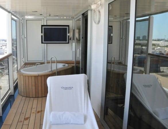 Oceania Marina Suite with whirlpool.