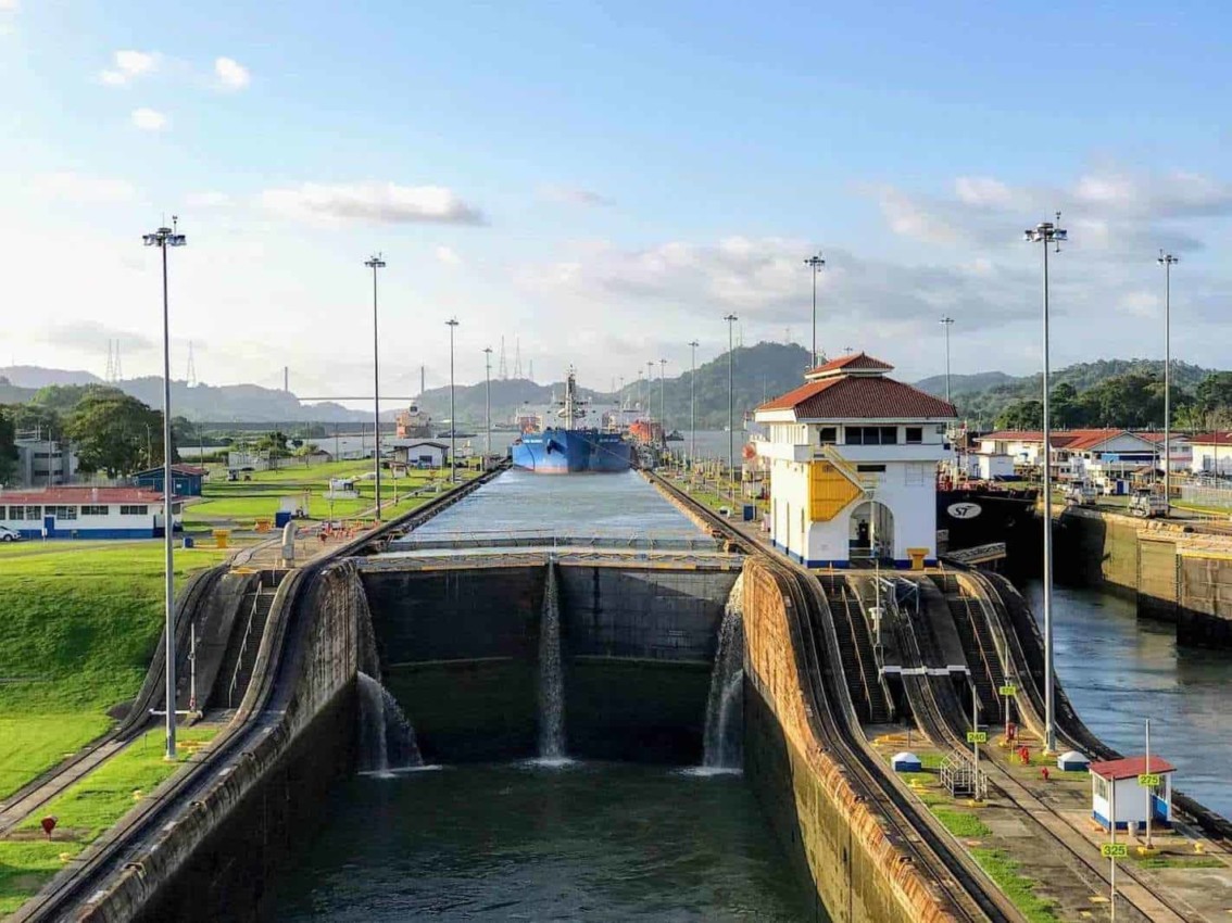 On a Panama Canal cruise as the ship goes through the locks