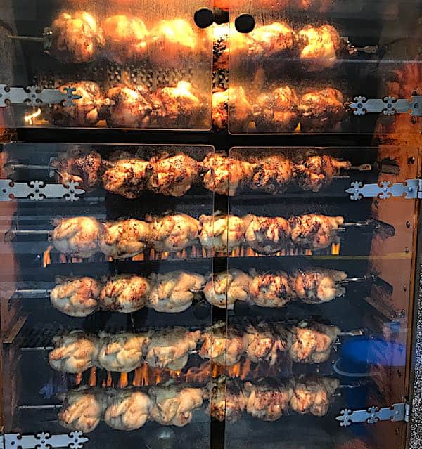 Rotisserie chickens in Paris