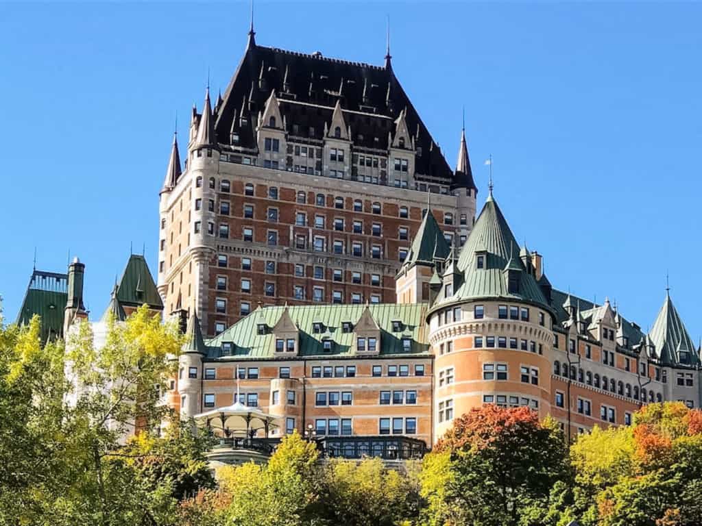 You'll stay here, at Hotel Chateau Frontenac in Quebec City on a Tauck Canada New England cruise.