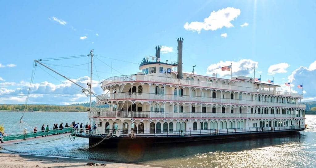 Safely back at sea level and boarding Queen of the Mississippi.