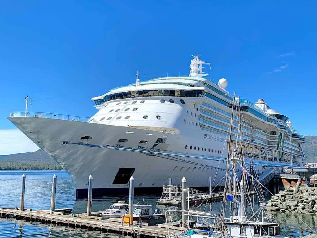 Royal Caribbean Radiance of the Seas docked in Ketchikan, Alaska.