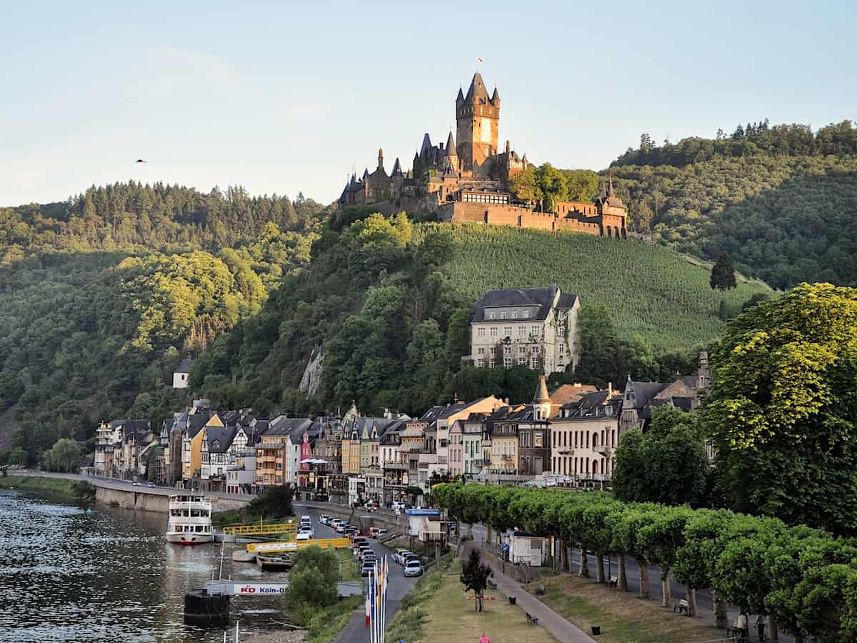 Reichsburg Castle and village below in Cochem, Germany.