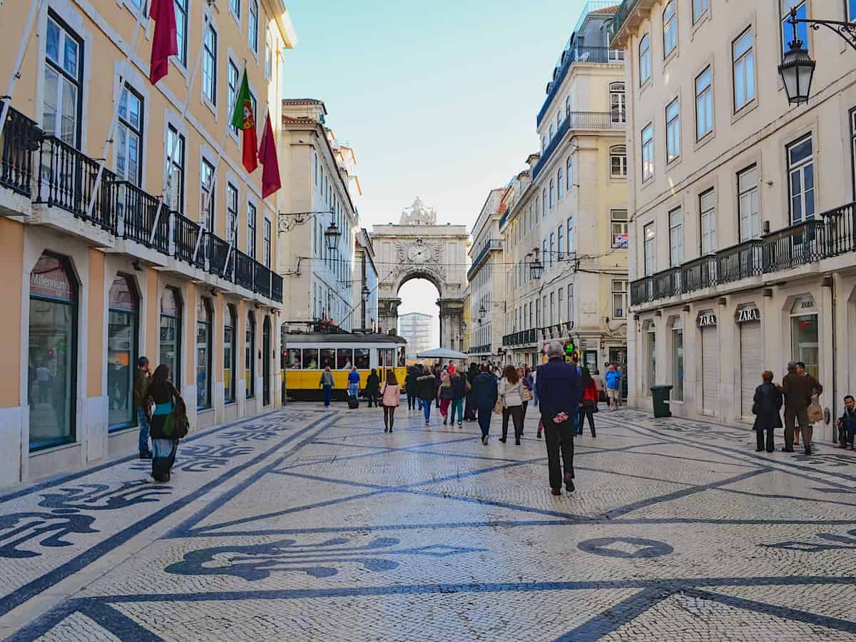 Rua Augusta, Lisbon's main pedestrian street with shops, cafes and boutique hotels.