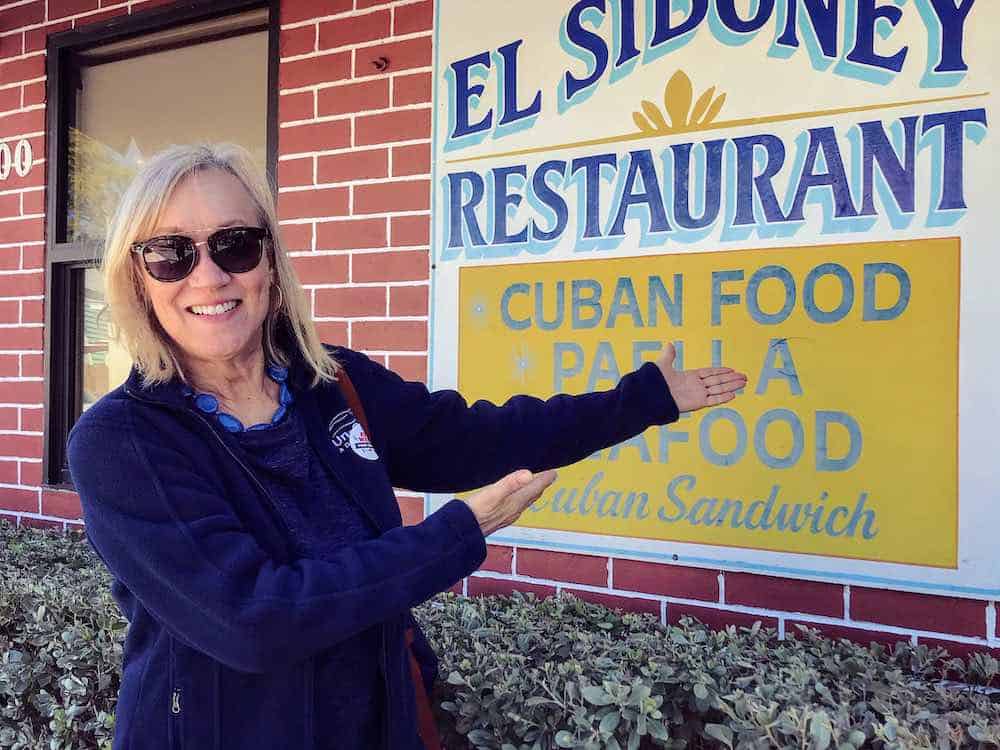 Sherry in front of a Cuban restaurant in Key West, Florida