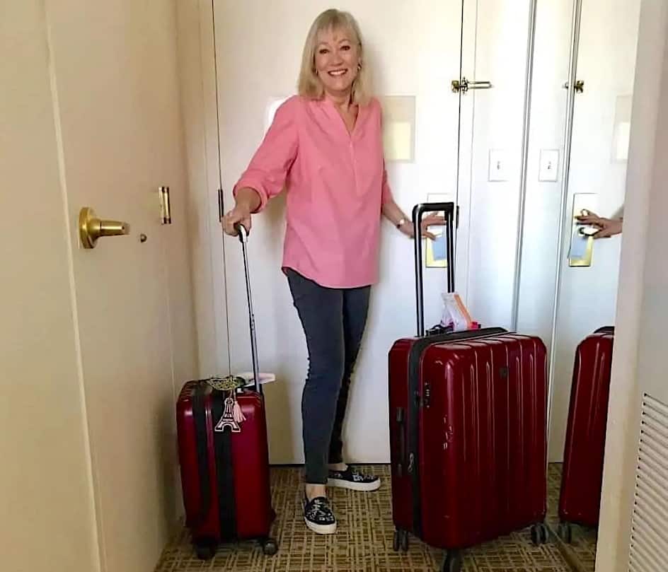 Me at the door all packed for my cruise.