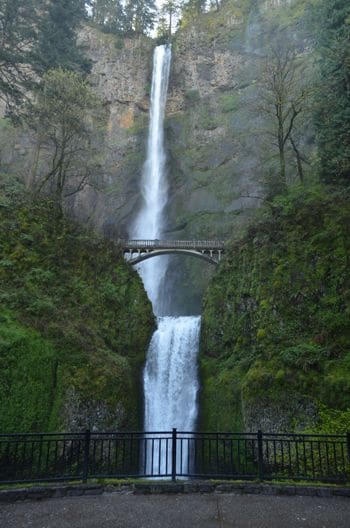 Multnomah Falls, 611' foot roaring waterfall, 30 miles east of Portland.