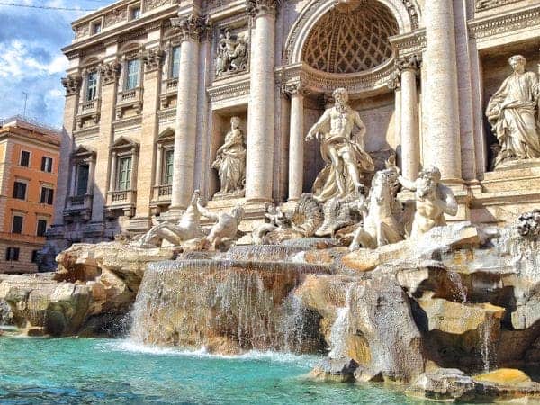 Mid-afternoon at Trevi Fountain in the heart of Rome. 