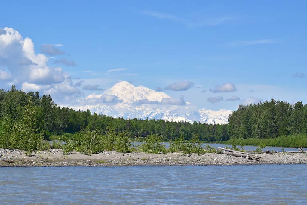 View of Denali from the Alaska Railroad train car