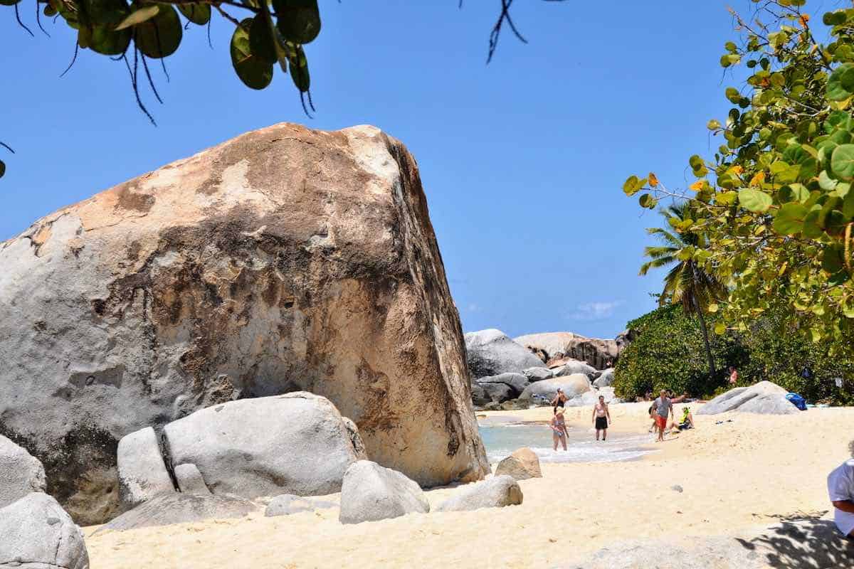 Giant rock and boulders at The Baths National Park in Virgin Gorda in the British Virgin Islands.