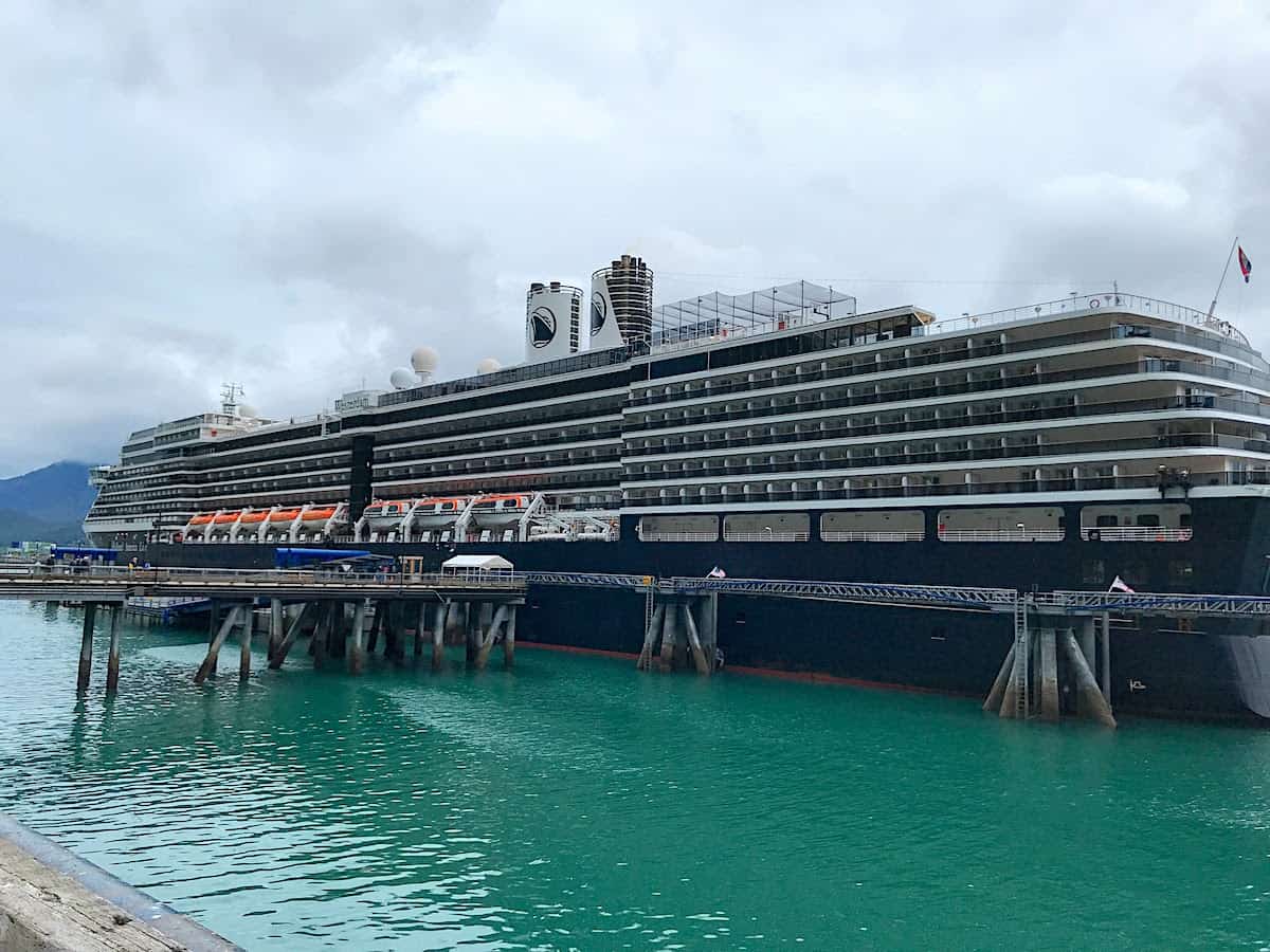 Holland America Westerdam docked in Juneau, Alaska.